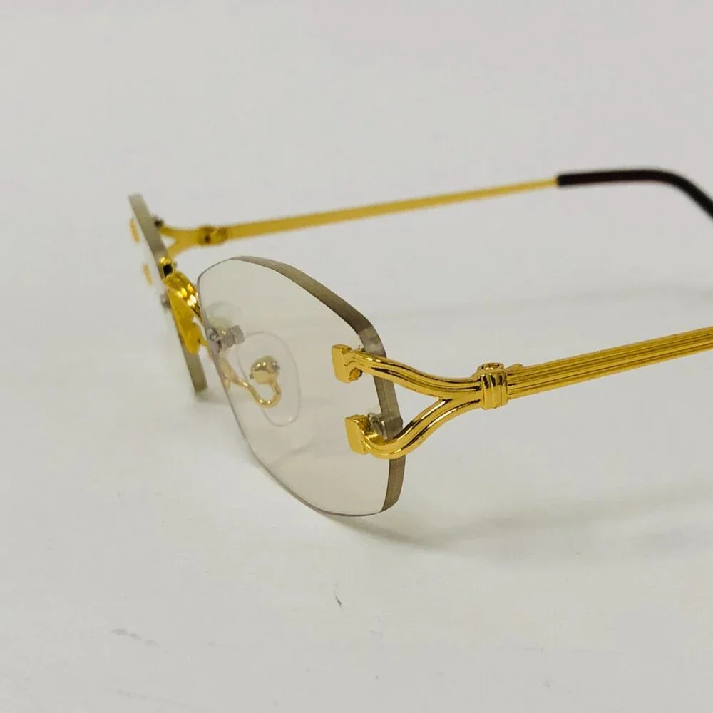 Sunglasses‎ Men Clear Lens Gold Frame Fashion Designer Eye Glasses Shades Small